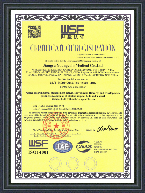 Camas de hospital con certificado ISO 14001 Youngcoln (2025)
