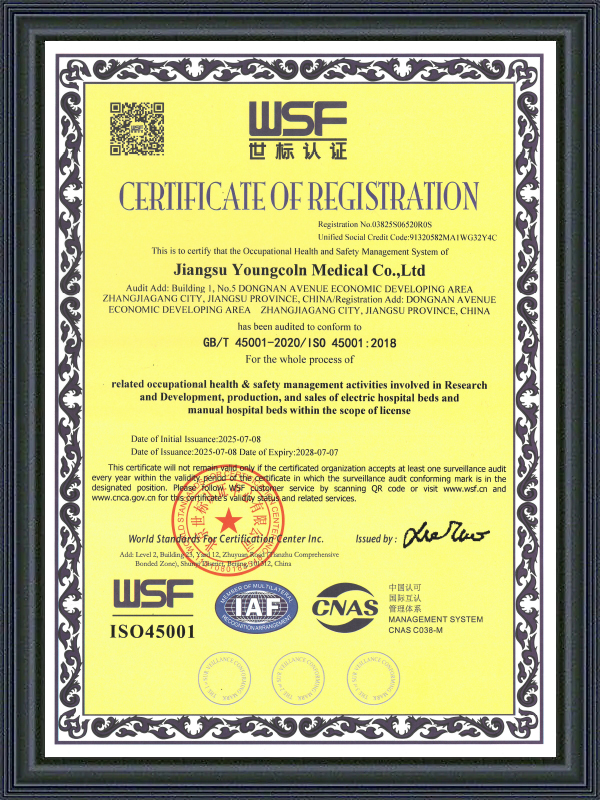 Camas de hospital con certificado ISO 45001 Youngcoln (2025)