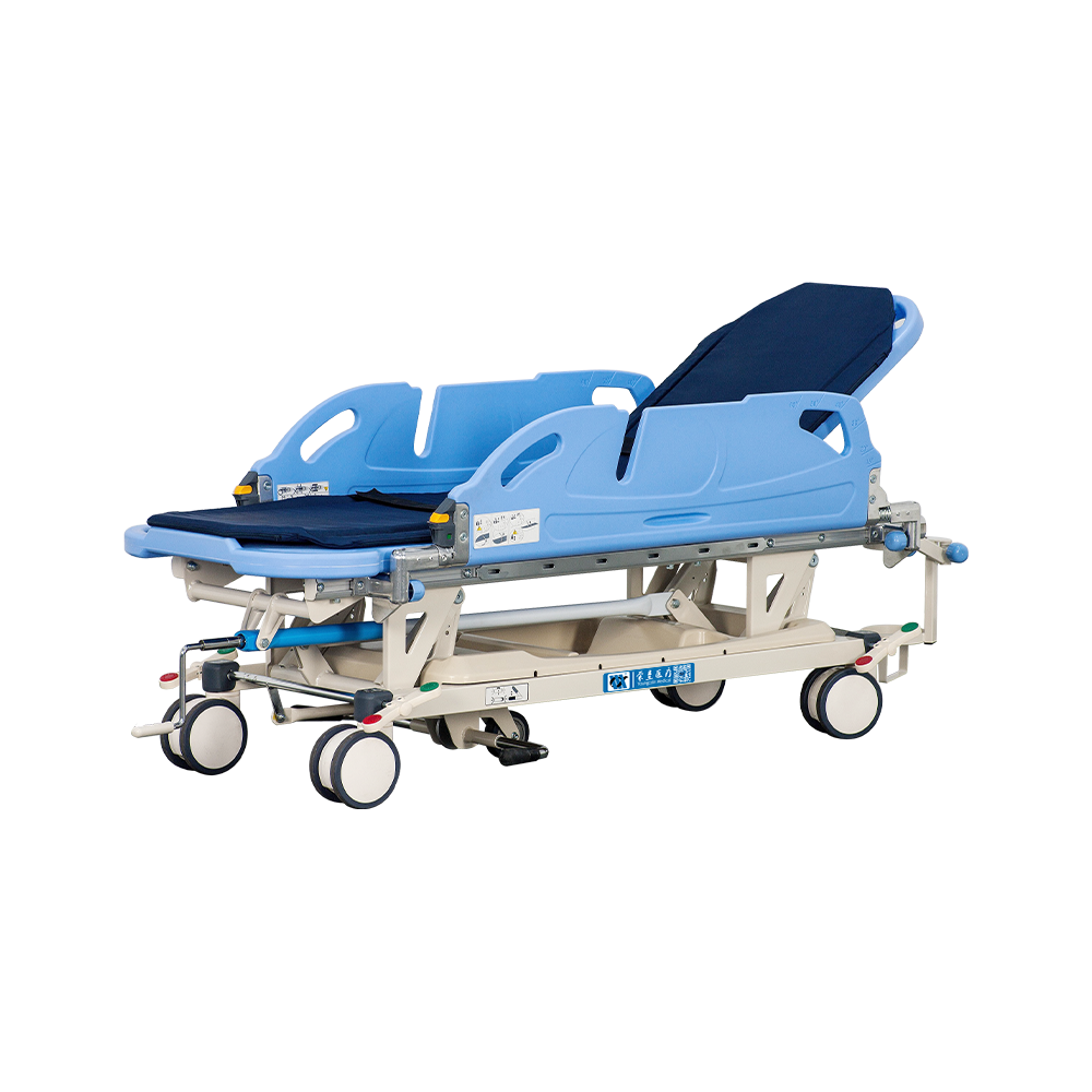 BDEC06 Carro tensor de transporte manual para pacientes médicos con barandillas ABS Tuck-Away