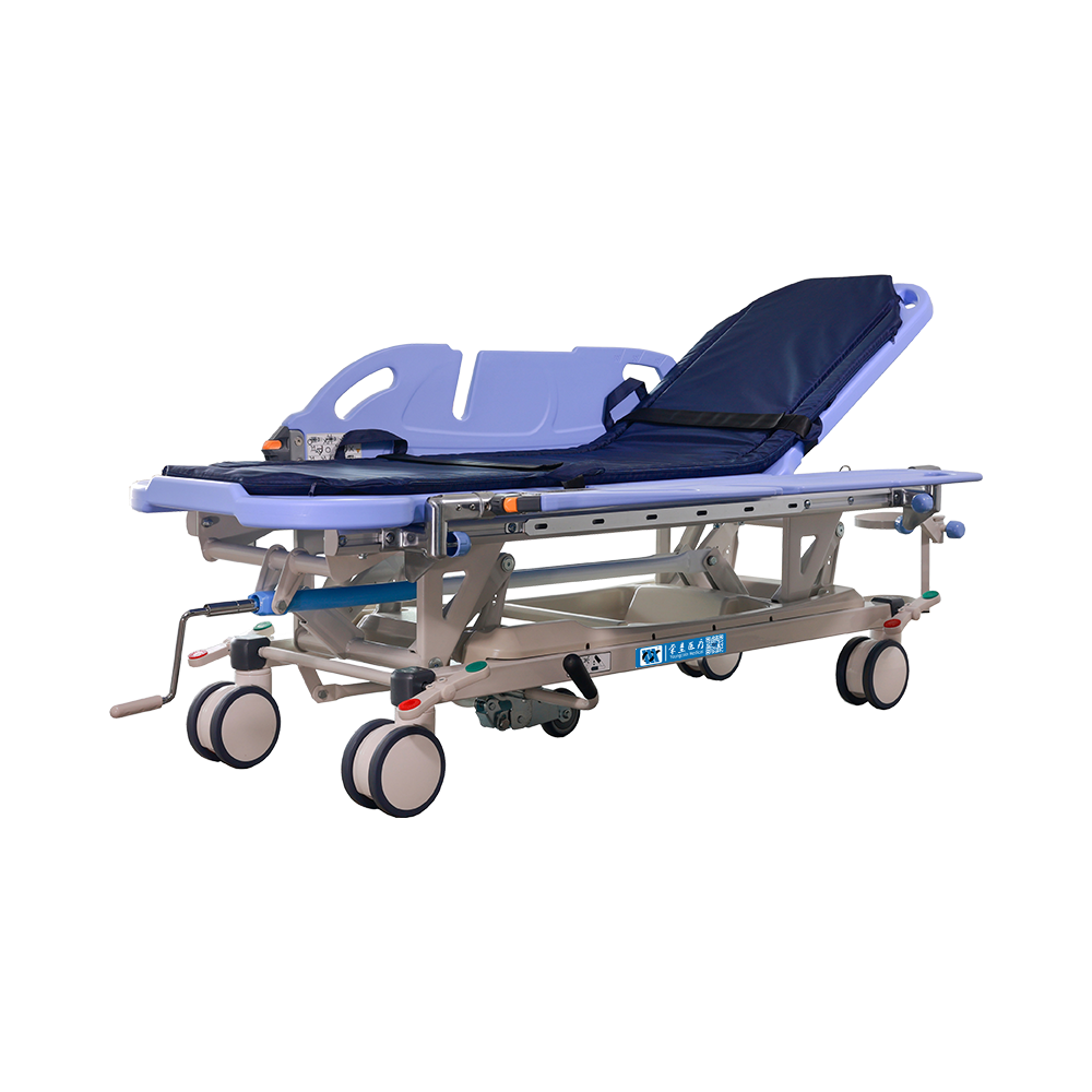 BDEC06 Carro tensor de transporte manual para pacientes médicos con barandillas ABS Tuck-Away
