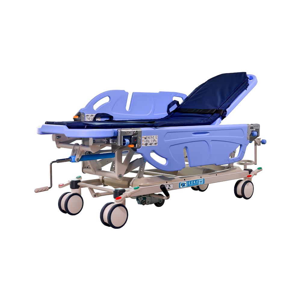 BDEC06 Carro tensor de transporte manual para pacientes médicos con barandillas ABS Tuck-Away