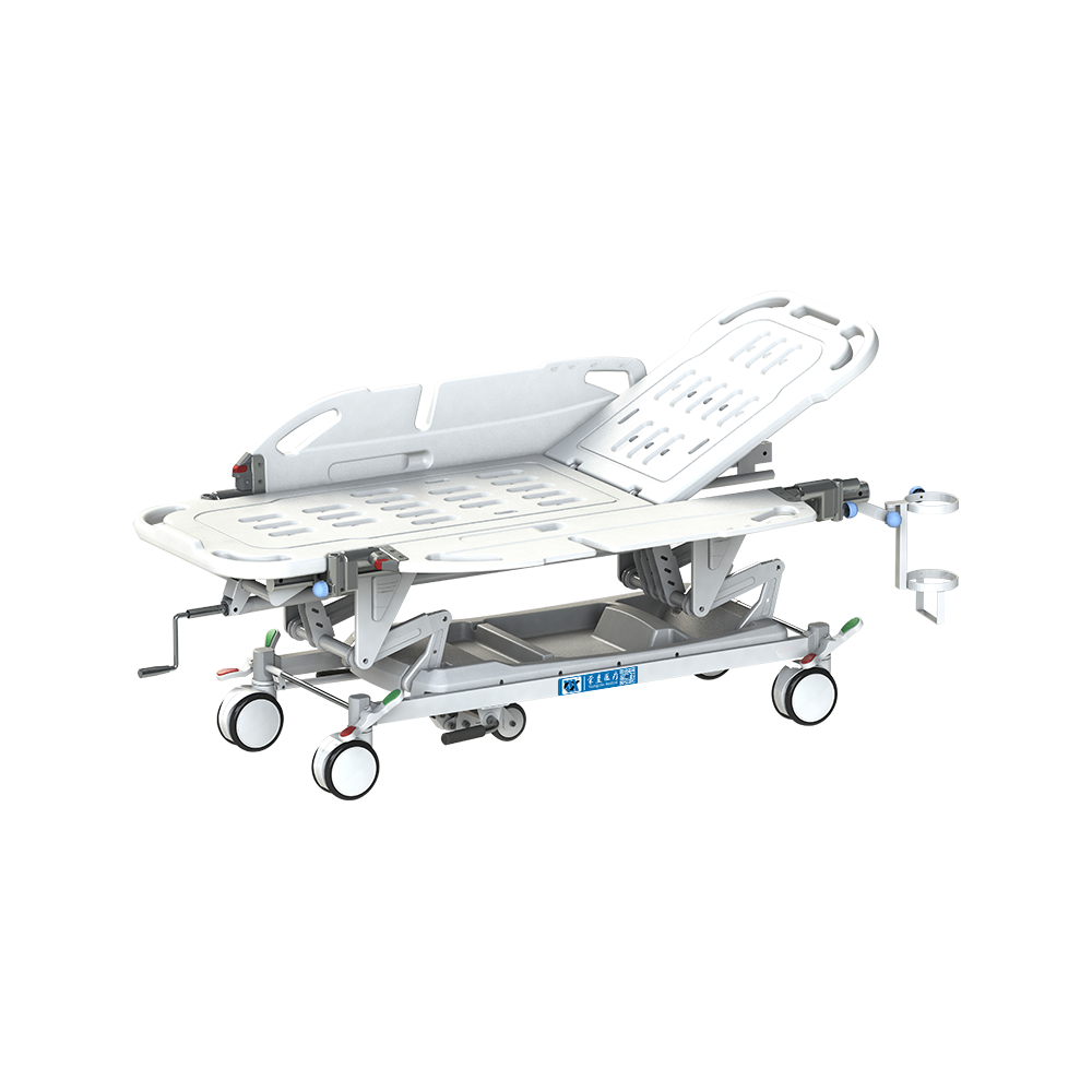 BDEC06 Carro tensor de transporte manual para pacientes médicos con barandillas ABS Tuck-Away