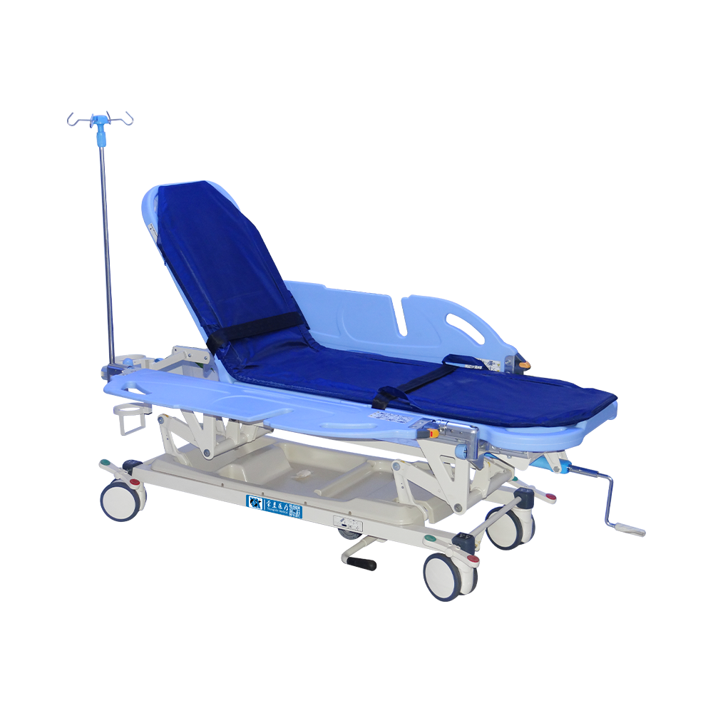 BDEC06 Carro tensor de transporte manual para pacientes médicos con barandillas ABS Tuck-Away