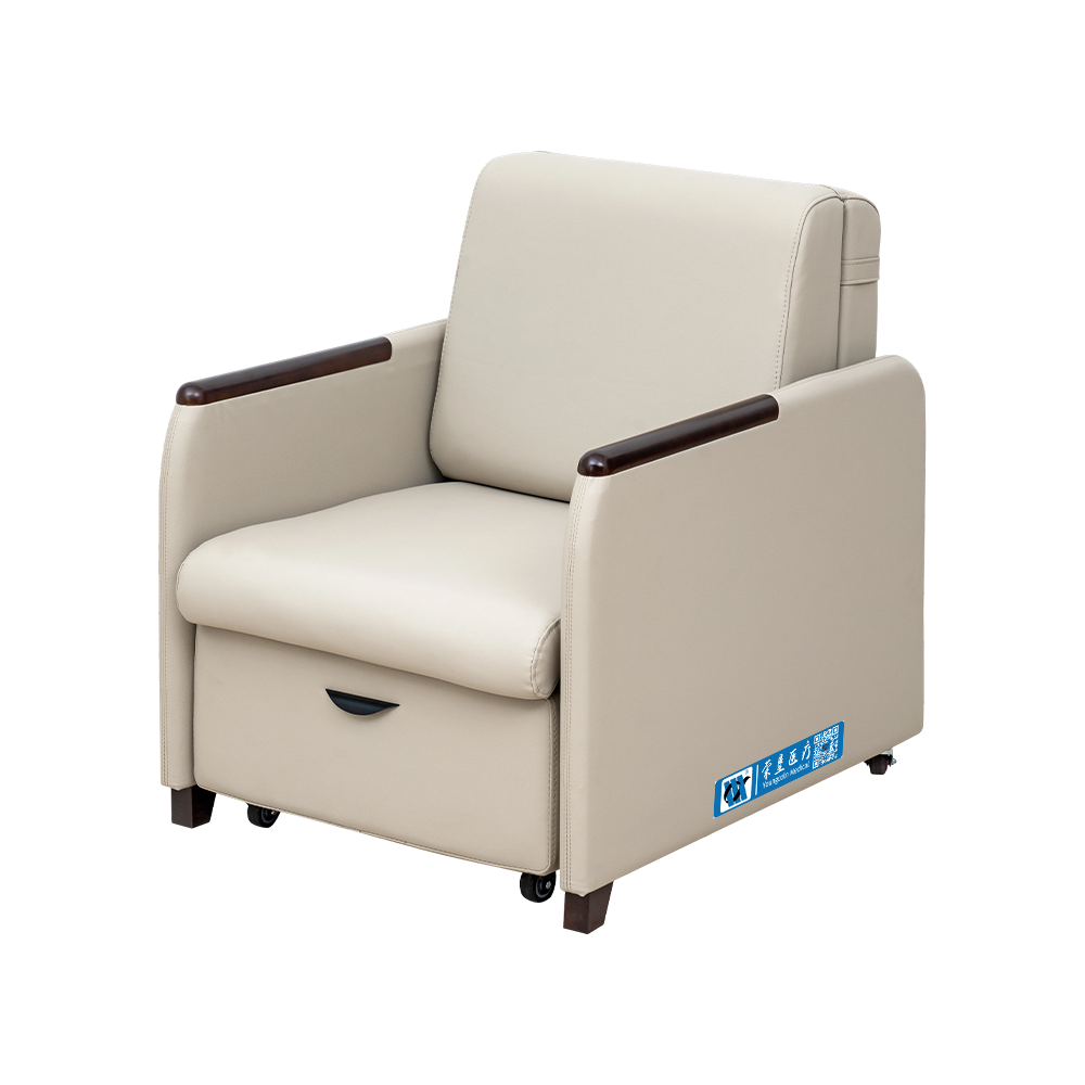 BDEC118 Silla de hospital plegable de cuero artificial de PVC con ruedas
