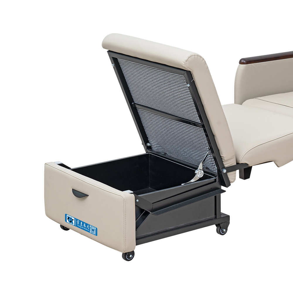 BDEC118 Silla de hospital plegable de cuero artificial de PVC con ruedas