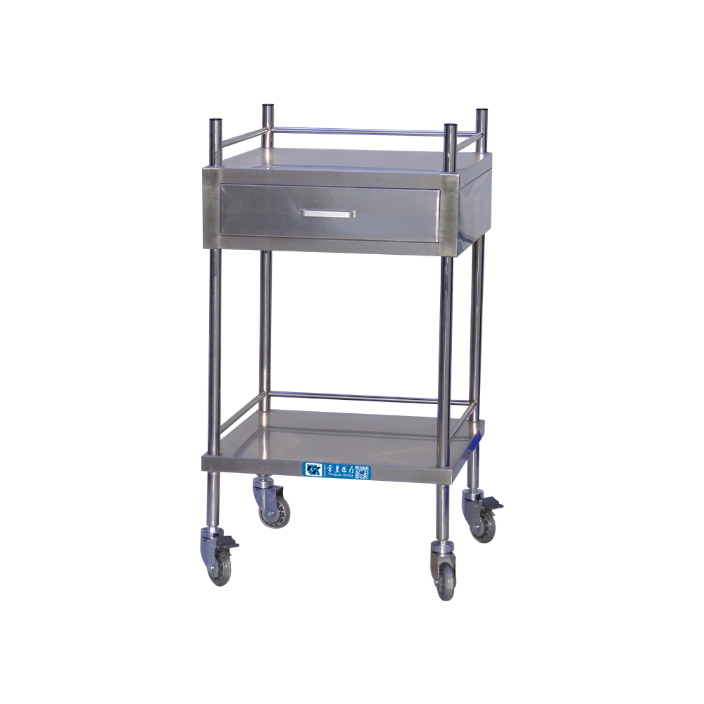 Carro de transporte de acero inoxidable BDT204 para instrumentos médicos con cajón