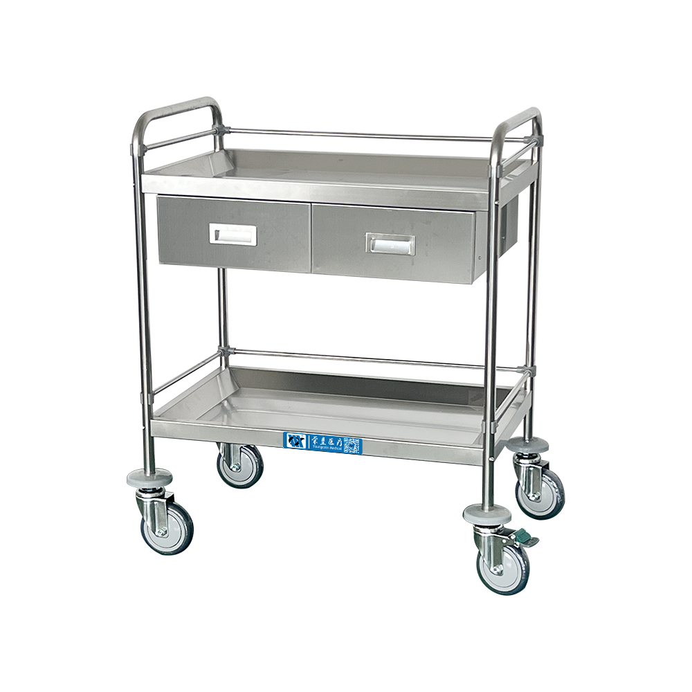 BDT205 Carro médico móvil de acero inoxidable con dos cajones
