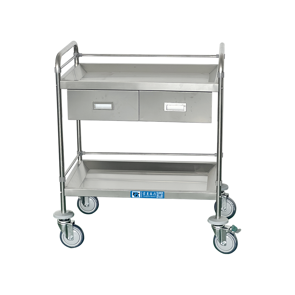BDT205 Carro médico móvil de acero inoxidable con dos cajones