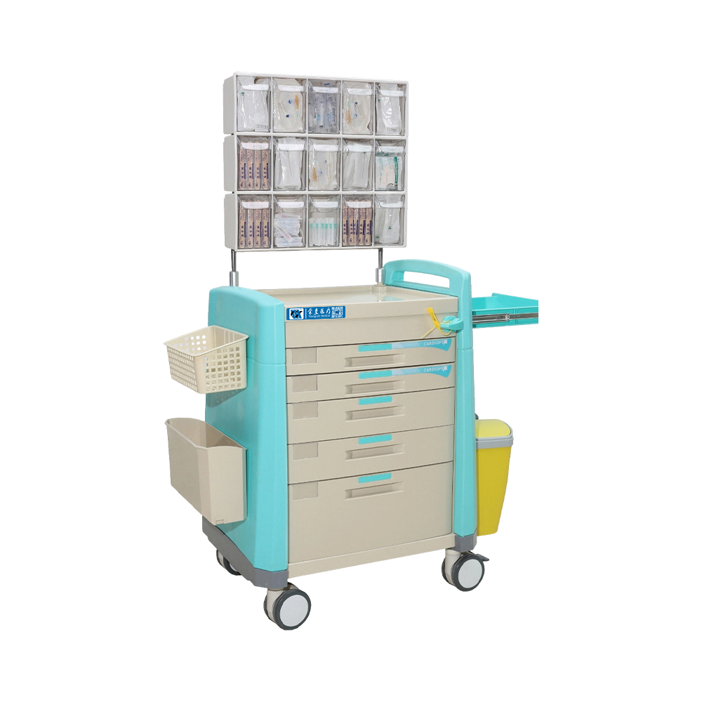 BDT213 Carrito de emergencia médico de color rojo sobre ruedas