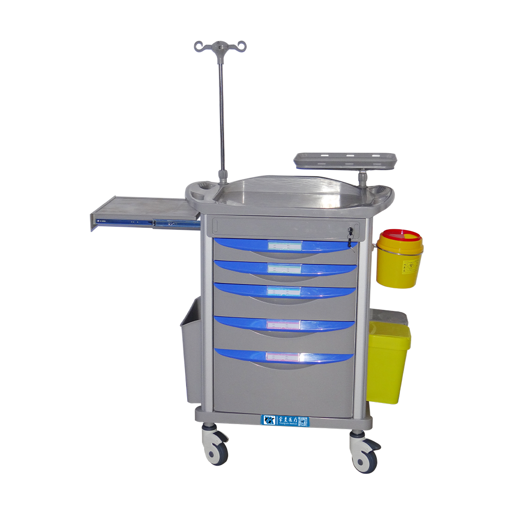 BDT223 Carro móvil de emergencia para hospital con estructura de acero duradero y ABS médico