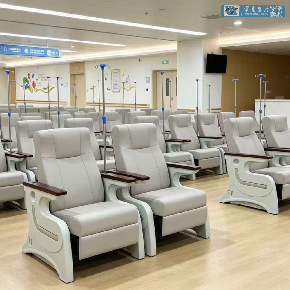 BDEC115 Silla de infusión intravenosa de cuero sintético PVC, silla reclinable para clínicas