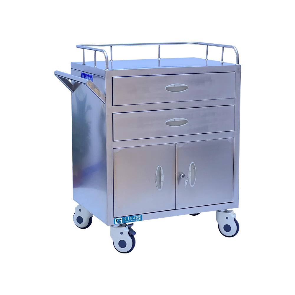 Carro de anestesia de acero inoxidable BDT200 con cajones y gabinete