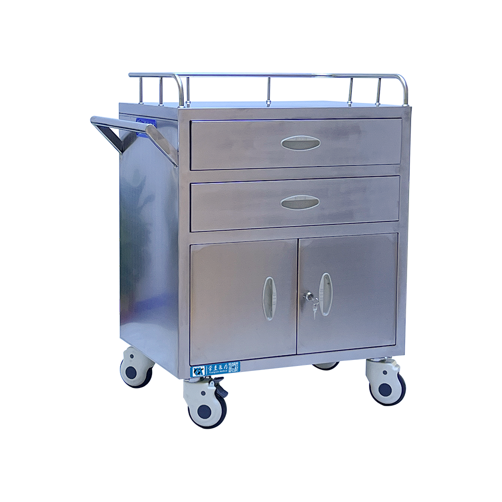 Carro de anestesia de acero inoxidable BDT200 con cajones y gabinete