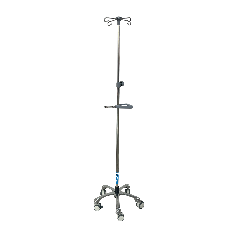 Soporte intravenoso médico móvil de acero inoxidable BDT226 con mango de empuje