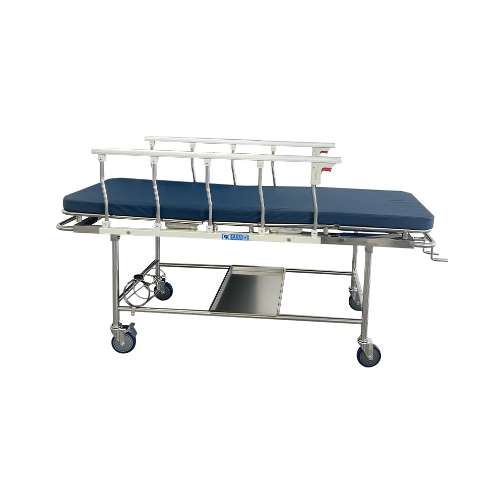 BDT206 Carro de transferencia de pacientes de acero inoxidable, manual ajustable, con respaldo