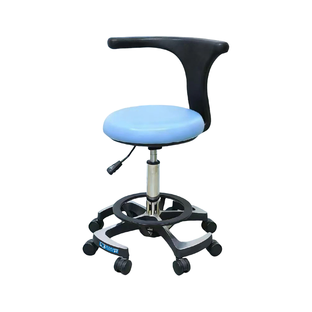 BDEC210 Taburete ajustable en altura para médicos con soporte de respaldo