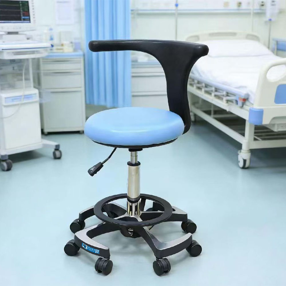 BDEC210 Taburete ajustable en altura para médicos con soporte de respaldo