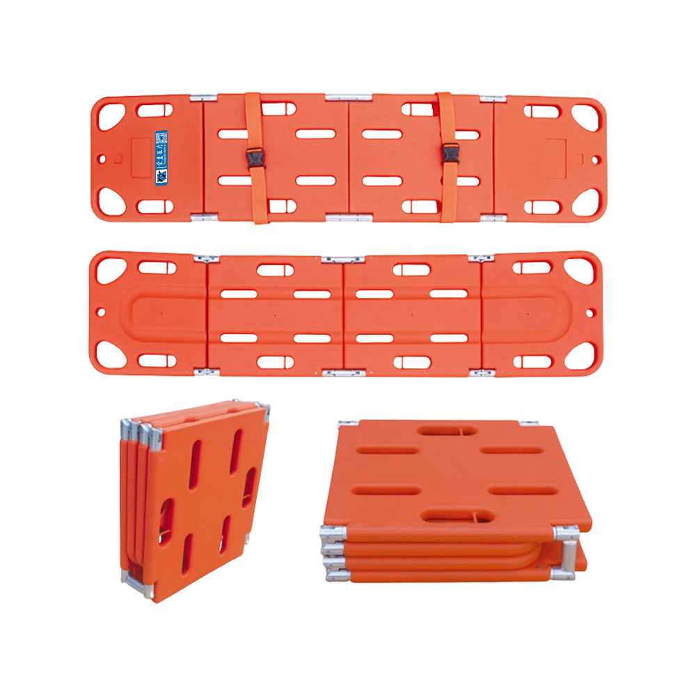Tabla espinal portátil de plástico plegable de emergencia BDST307 de 4 pliegues