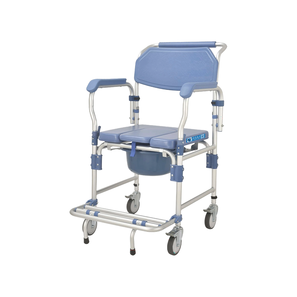 FY694LF1 Silla de inodoro de aluminio con ruedas, para ayuda de transferencia y movilidad