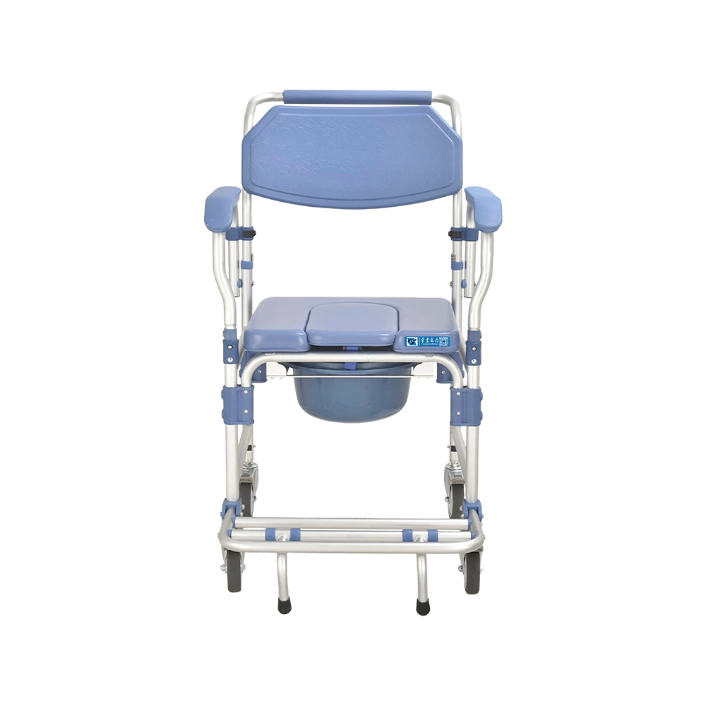 FY694LF1 Silla de inodoro de aluminio con ruedas, para ayuda de transferencia y movilidad