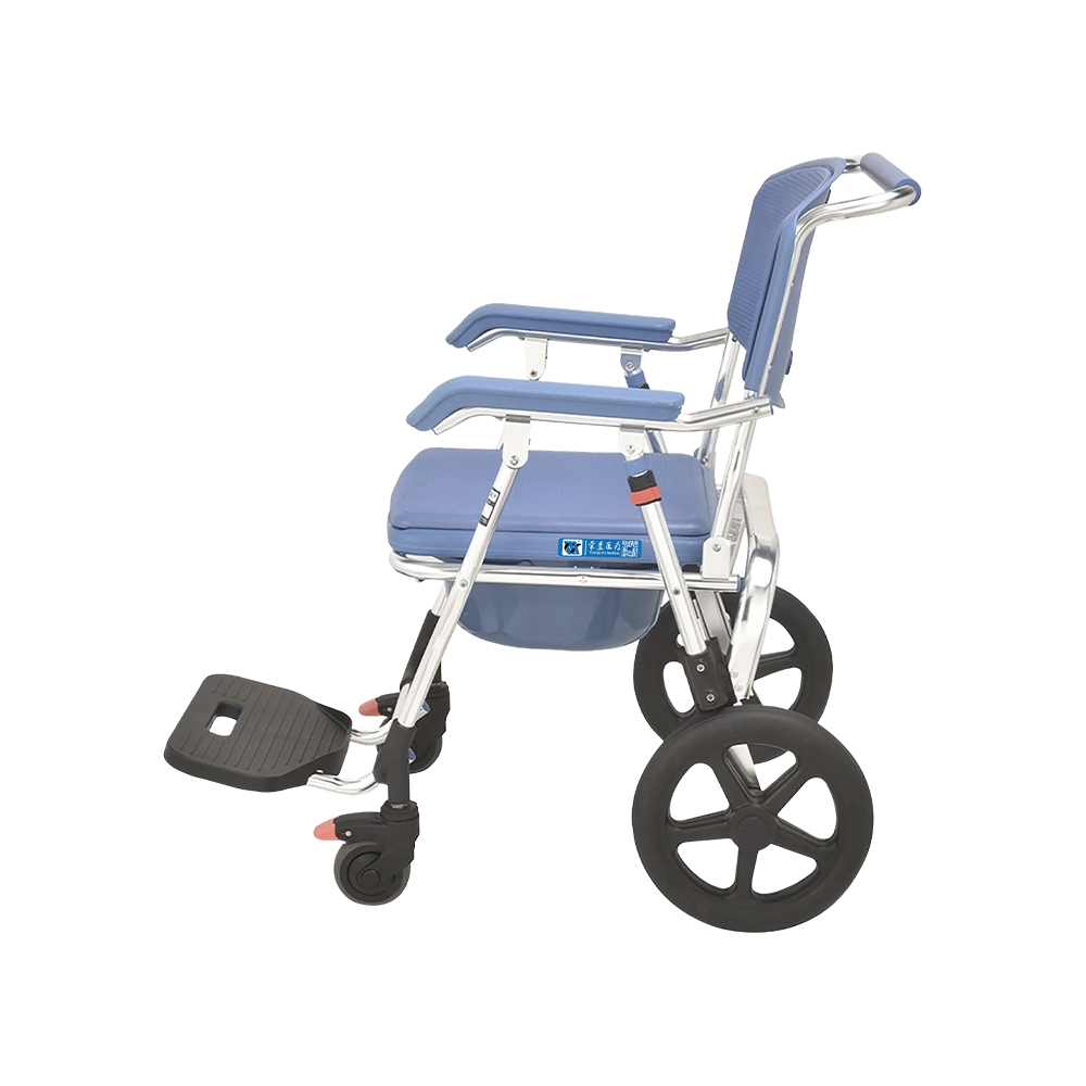 FY697LF1 Silla de inodoro plegable de aluminio con asiento EVA, para transferencia y ayuda a la movilidad
