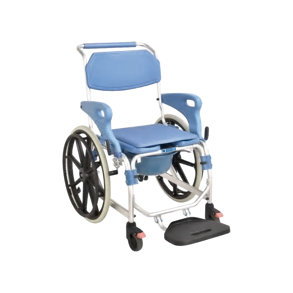 FY697LF2 Silla de inodoro plegable de aluminio con asiento EVA, para transferencia y ayuda a la movilidad